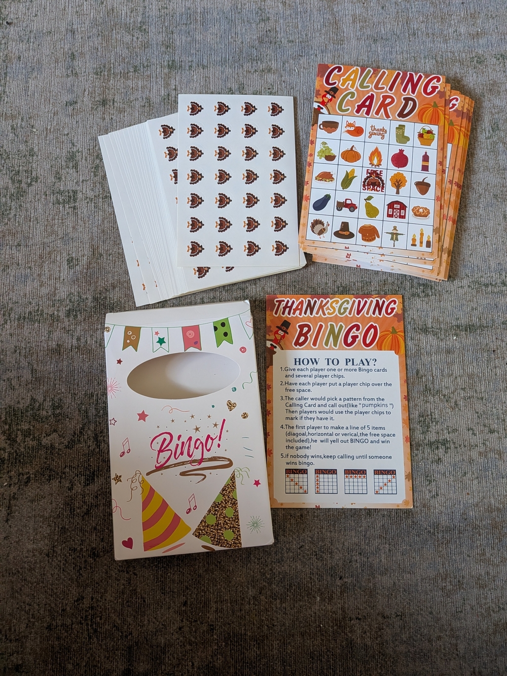 Brand New 26 Pcs Thanksgiving Bingo Game Cards Set